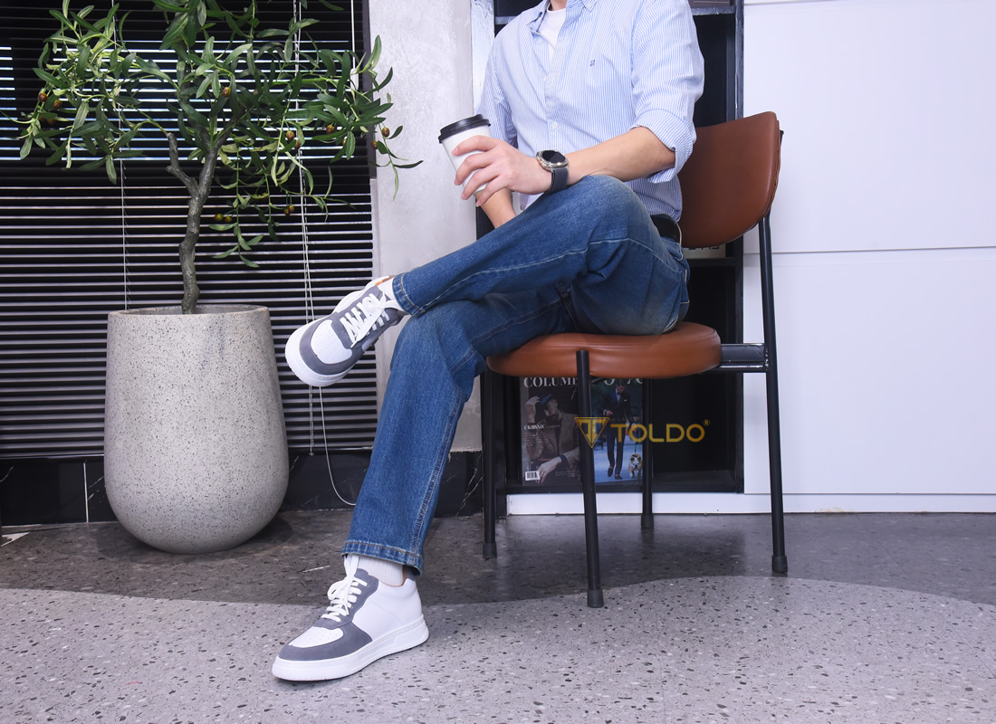 Giày cao nam 8cm siêu nhẹ da thật 8